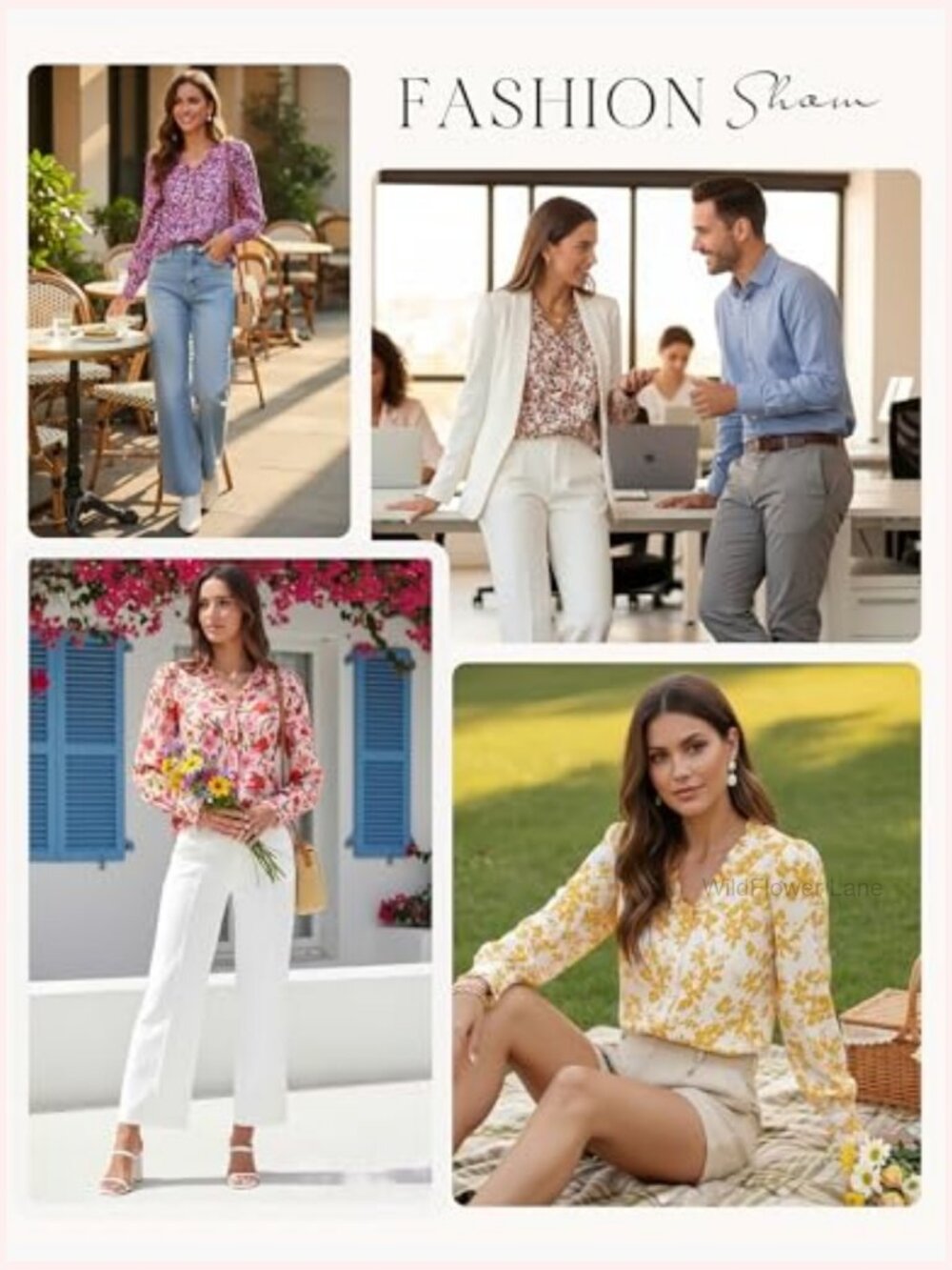 Boho Floral Button Down Long Sleeve Blouse Dressy Casual V Neck Work Top - Picture 6 of 7